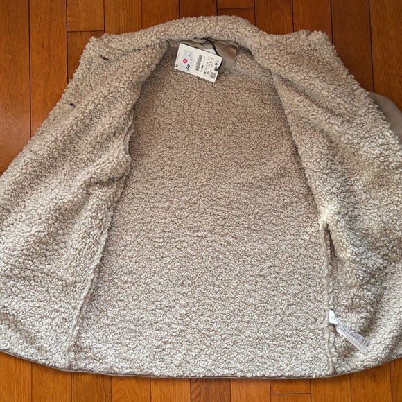 Zara Light Tan Shearling Coat for girls - Picture 3 of 4